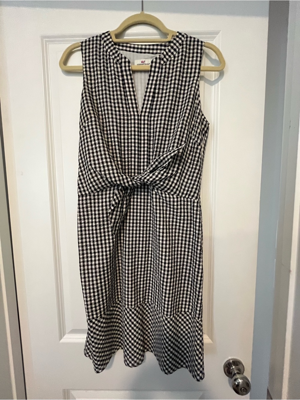 Vineyard Vines Black & White Gingham Tie Front Dress